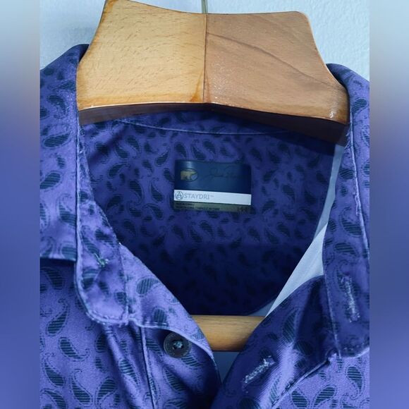 Jack Nicklaus Performance Golf Polo Shirt geometric paisley purple men’s L - Picture 6 of 7